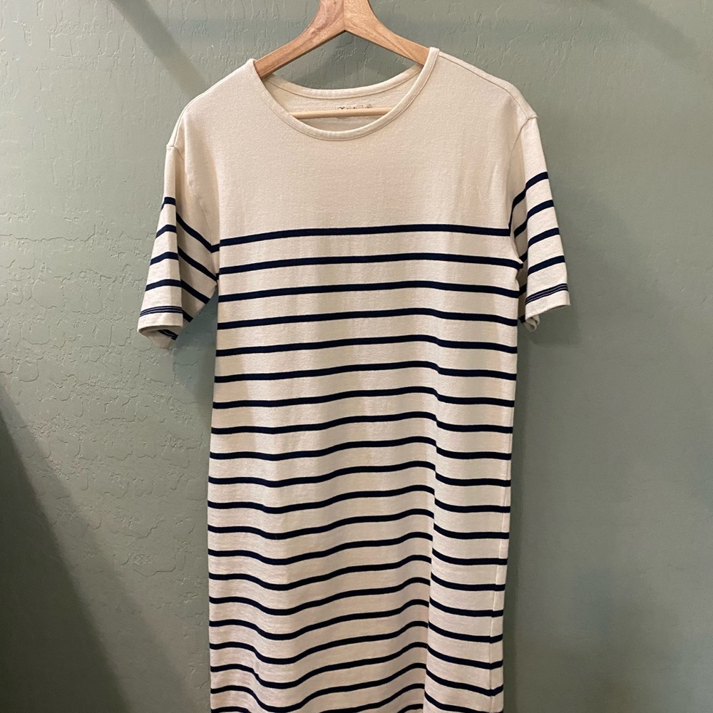 Faherty Cayman Tee Dress - Striped Short Sleeve T-Shirt Dress